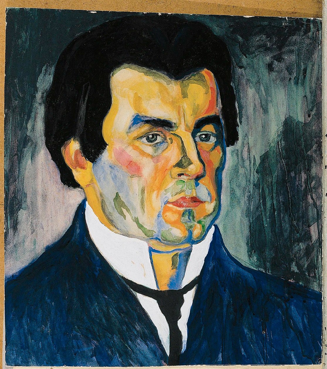 Autorretrato (aguarela e stencil sobre papel) de Kazimir Severinovich Malevich