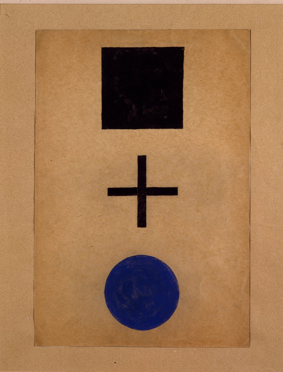 Suprematismo: quadrado, cruz, círculo pintura Gouache de Kasimir Malevic (Malevich, Malevich) (1878-1935) 1919-1920 Coleção particular de Kazimir Severinovich Malevich