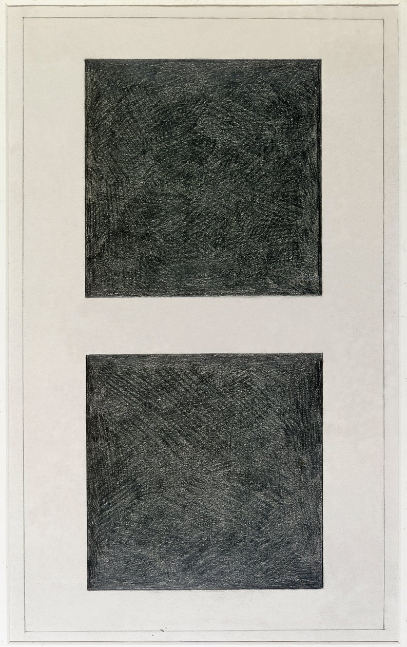 Elemento suprematista: dois quadrados (óleo sobre tela, século XX) de Kazimir Severinovich Malevich
