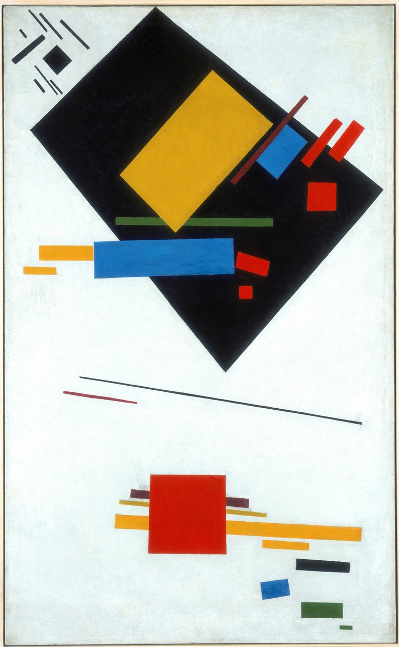 Pintura suprematista Trapézio Negro e Praça Vermelha, 1915 de Kazimir Severinovich Malevich