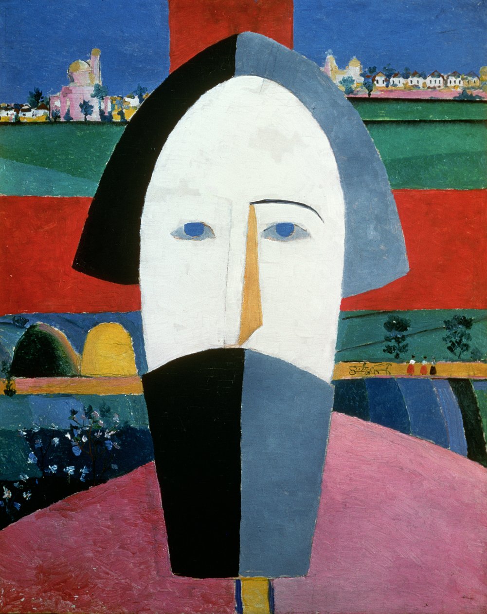 The Head of a Peasant, c.1929-32 (óleo sobre tela) de Kazimir Severinovich Malevich