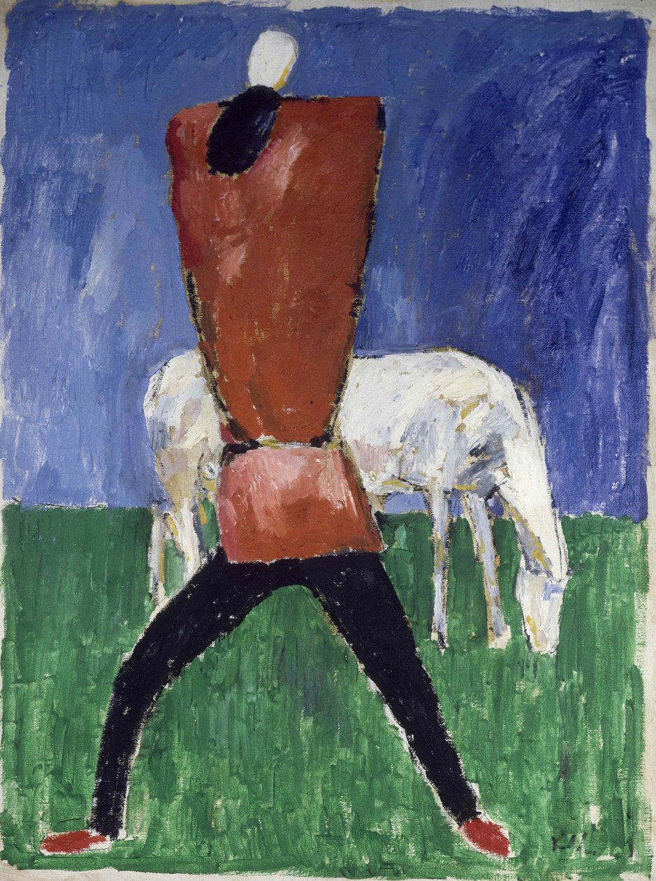 O homem do cavalo branco e o cavalo, 1930-1931. de Kazimir Severinovich Malevich