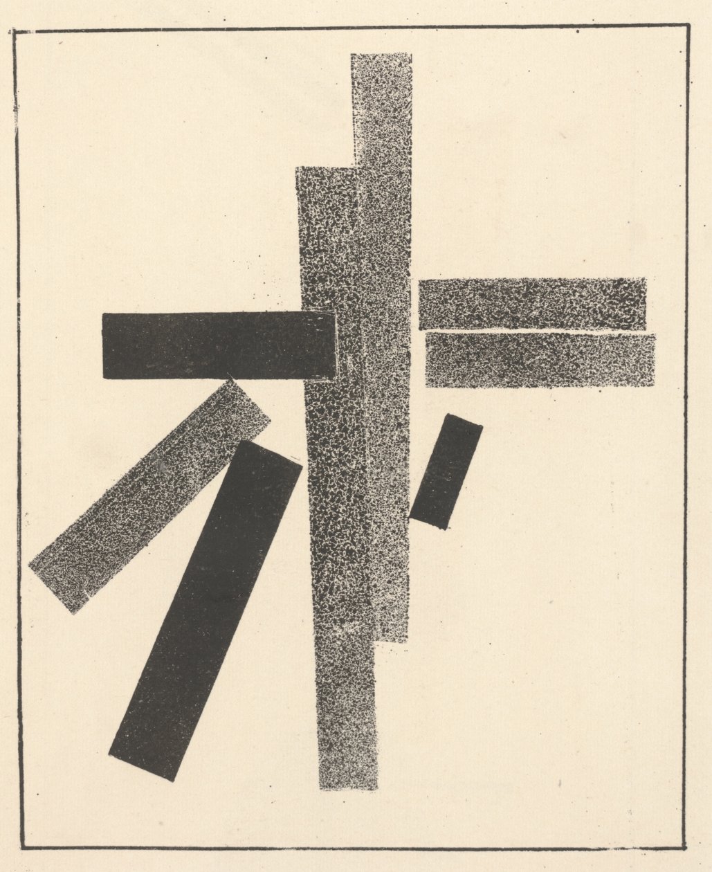 Três elementos pretos e cinco elementos cinzentos de "Suprematismo: 34 desenhos" de Kazimir Severinovich Malevich
