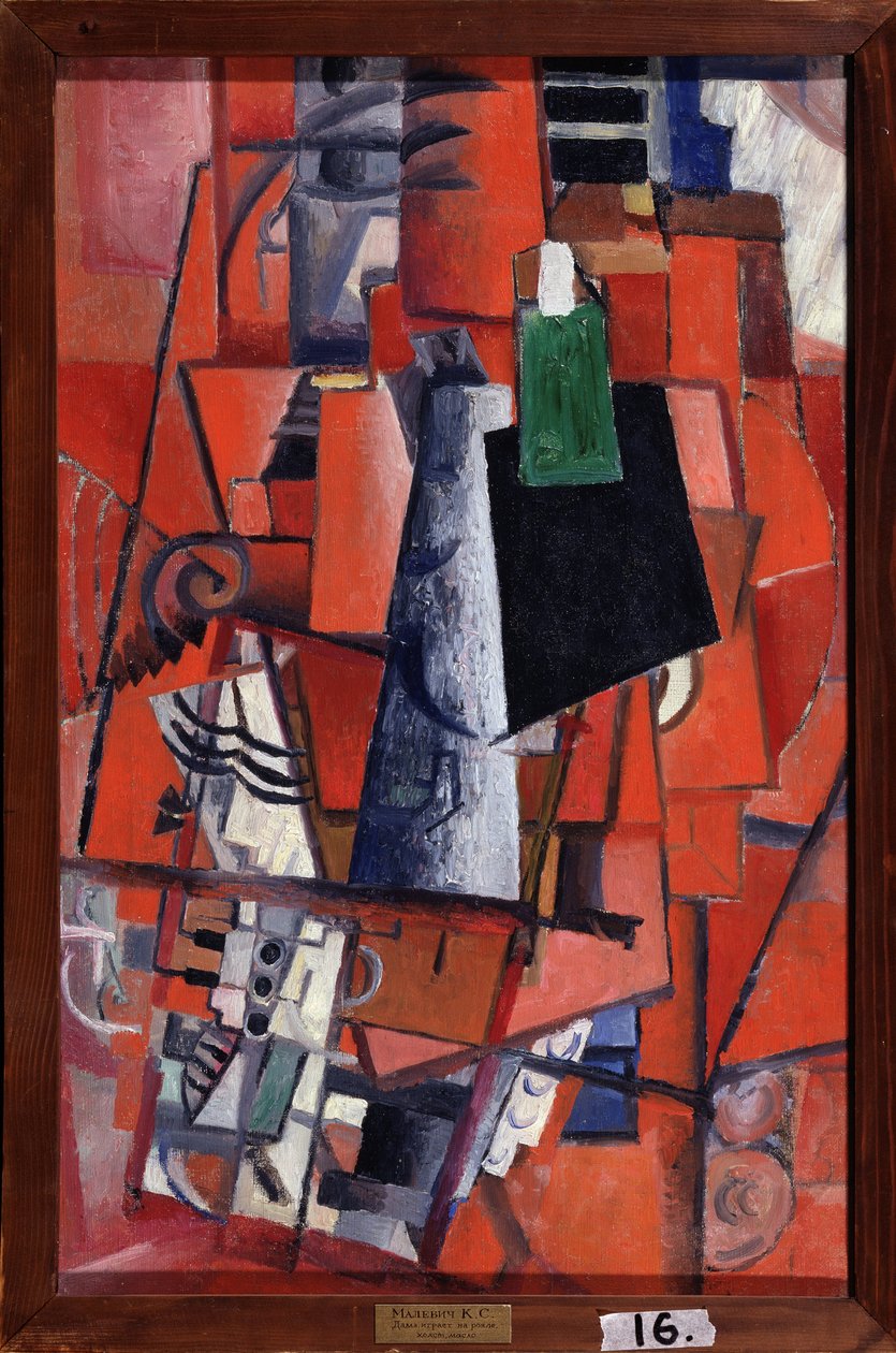 Une femme au piano (Uma Mulher ao Piano). Peinture de Kasimir Severinovich Malevitch (Malevich, Malevic) (1878-1935), huile sur toile de Kazimir Severinovich Malevich