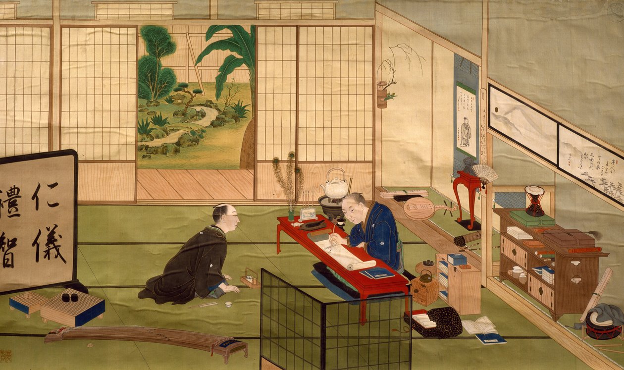 Estudo do calígrafo, por Kawahara Keiga (1786-circa 1860), aguarela, Japão, Civilização Japonesa, início do século XIX de Keiga Kawahara