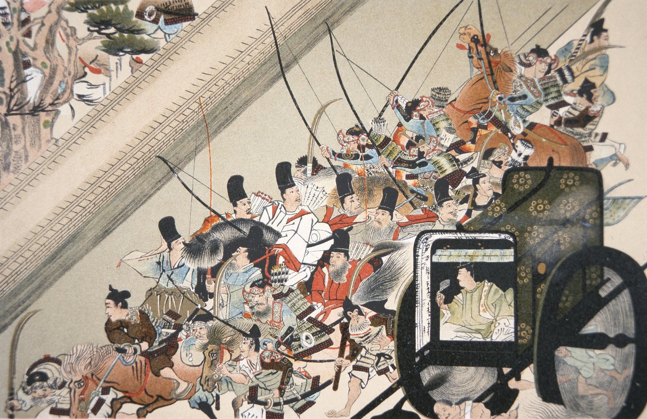 O Rapto do Imperador de clausura Go Shirakawa por Fujiwara Nobuyori em 1159, c.1200 de Keion Keion