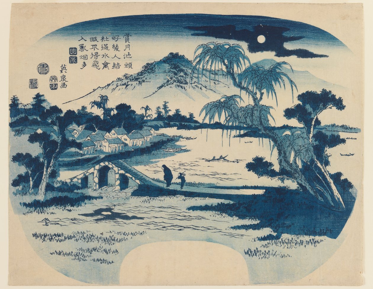 Vista da Lagoa de Shogetsu, 1829 (impressão em xilogravura a cores) de Keisai Eisen