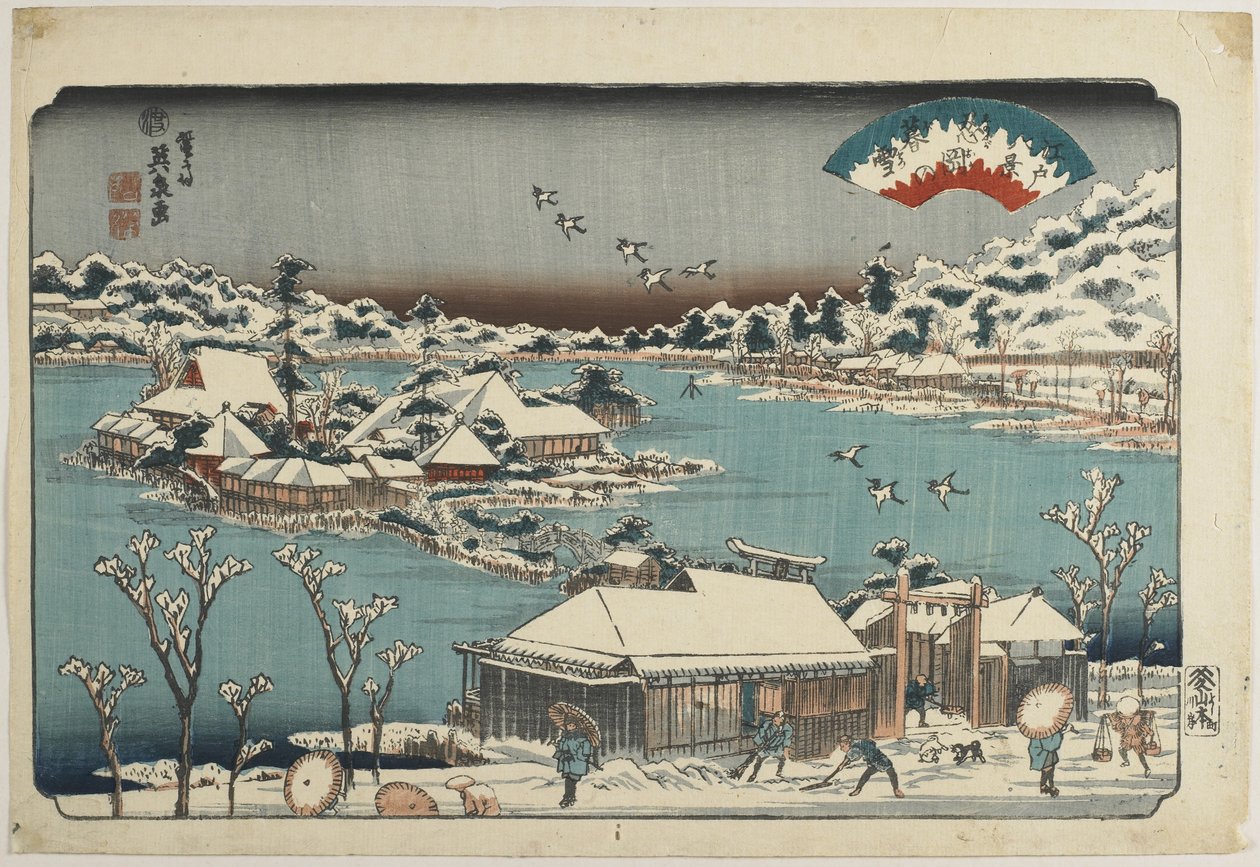 Neve da noite em Shinobugaoka, 1843-1847 de Keisai Eisen