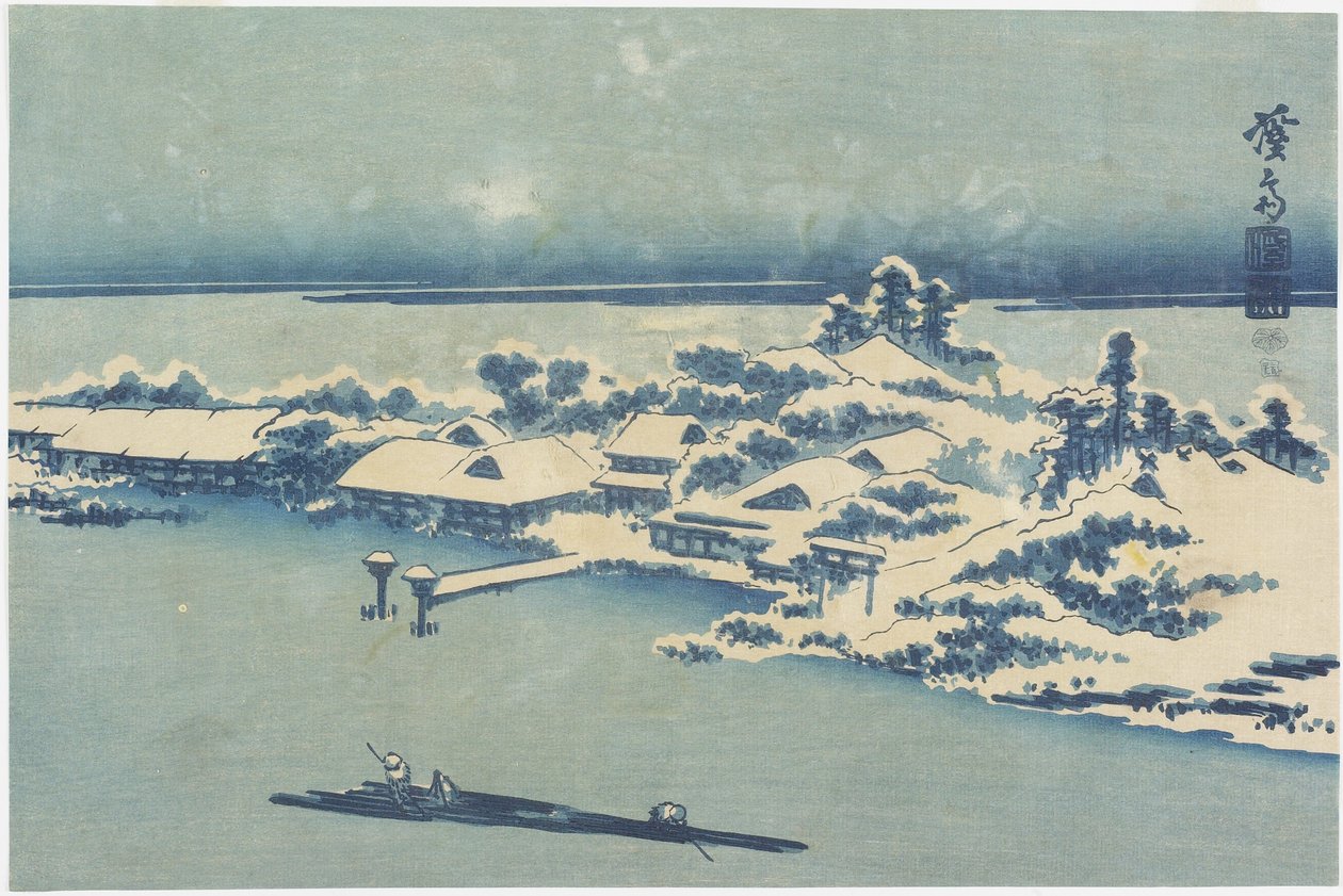 Vila da ilha na neve, c. 1824-1848 de Keisai Eisen