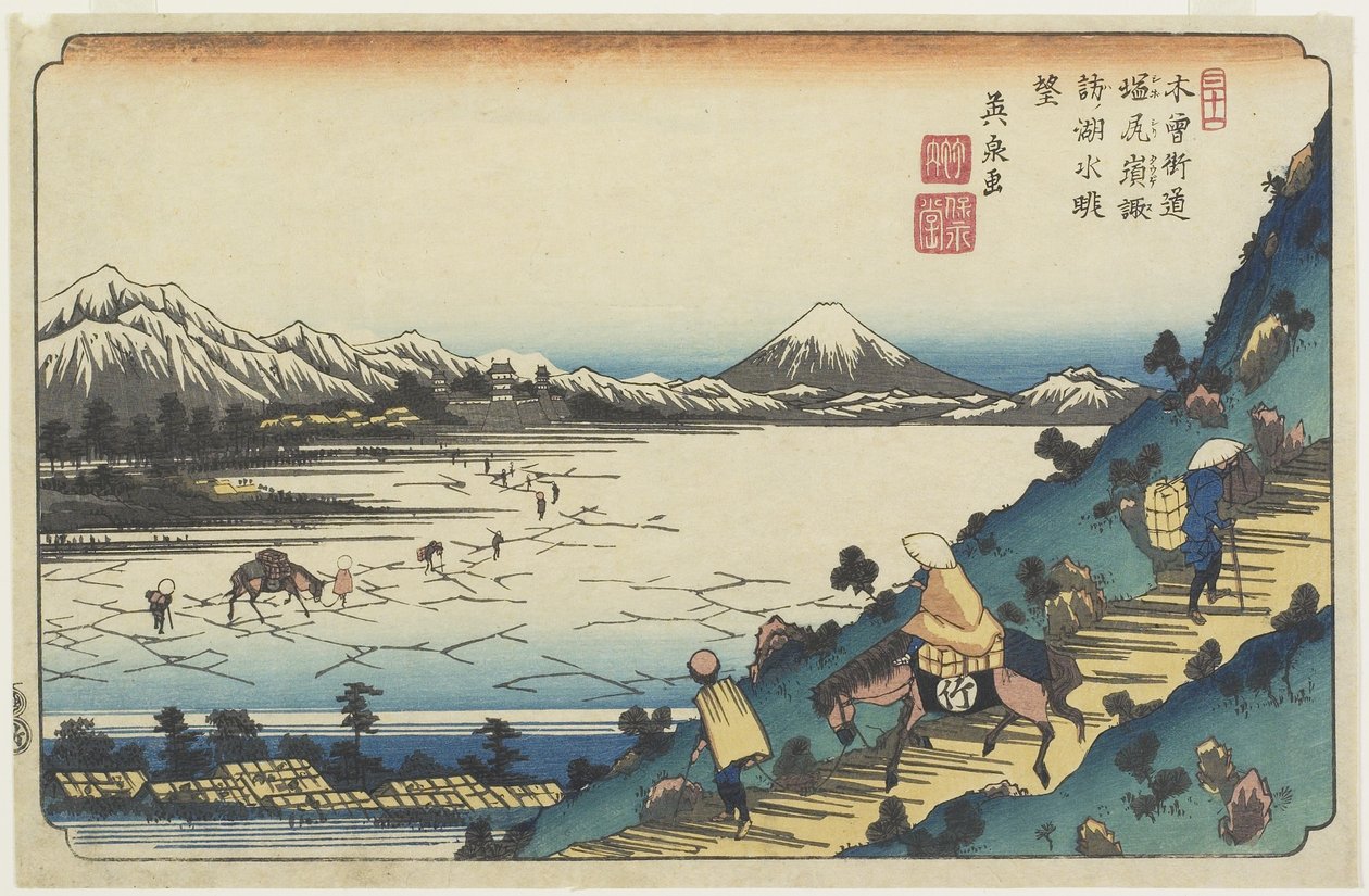 No.31: Vista do Lago Suwa como visto do Passo Shiojiri, 1835-1836 de Keisai Eisen