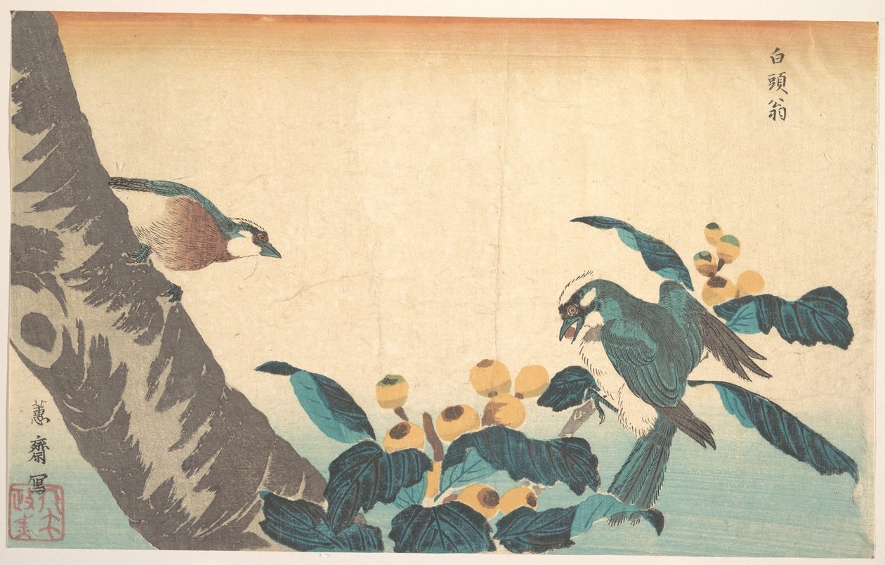 Aves e flores de Keisai Eisen