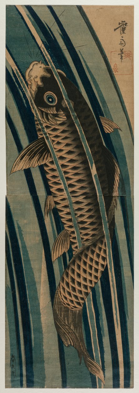 Carp subindo uma cachoeira, início ou meados da década de 1830. de Keisai Eisen