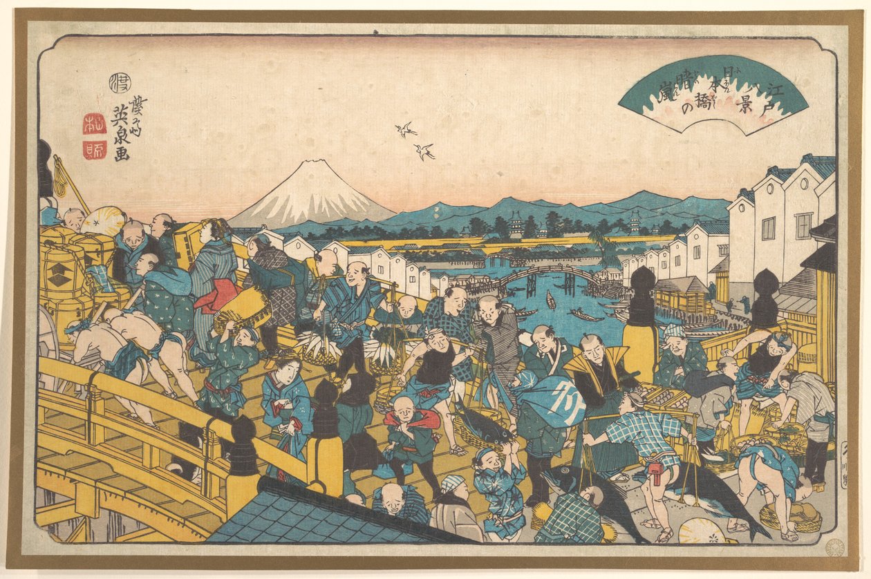 Brilho vespertino em Nihonbashi de Keisai Eisen