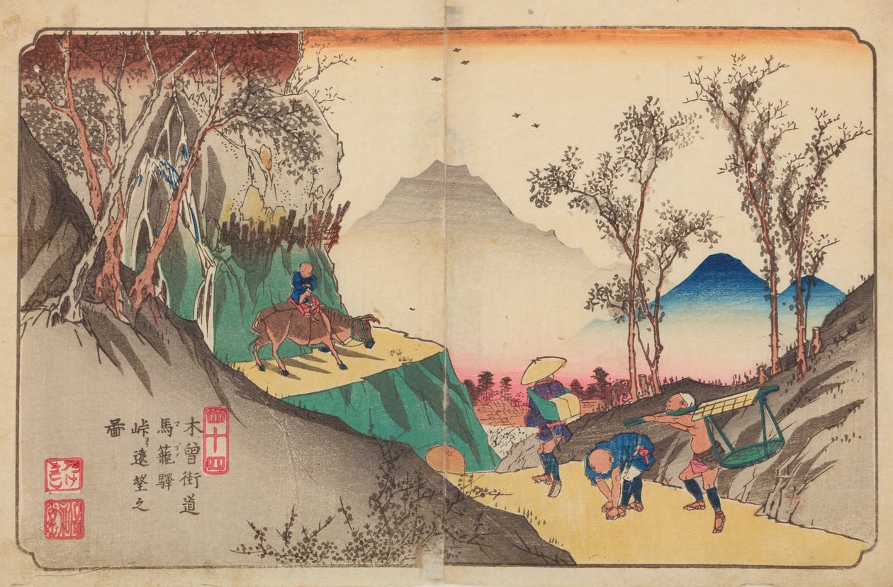 Magome, prancha 44 da série: Sessenta e nove estações da estrada Kisokaido / Kisokaido rokujukyu tsugi-no uchi de Keisai Eisen