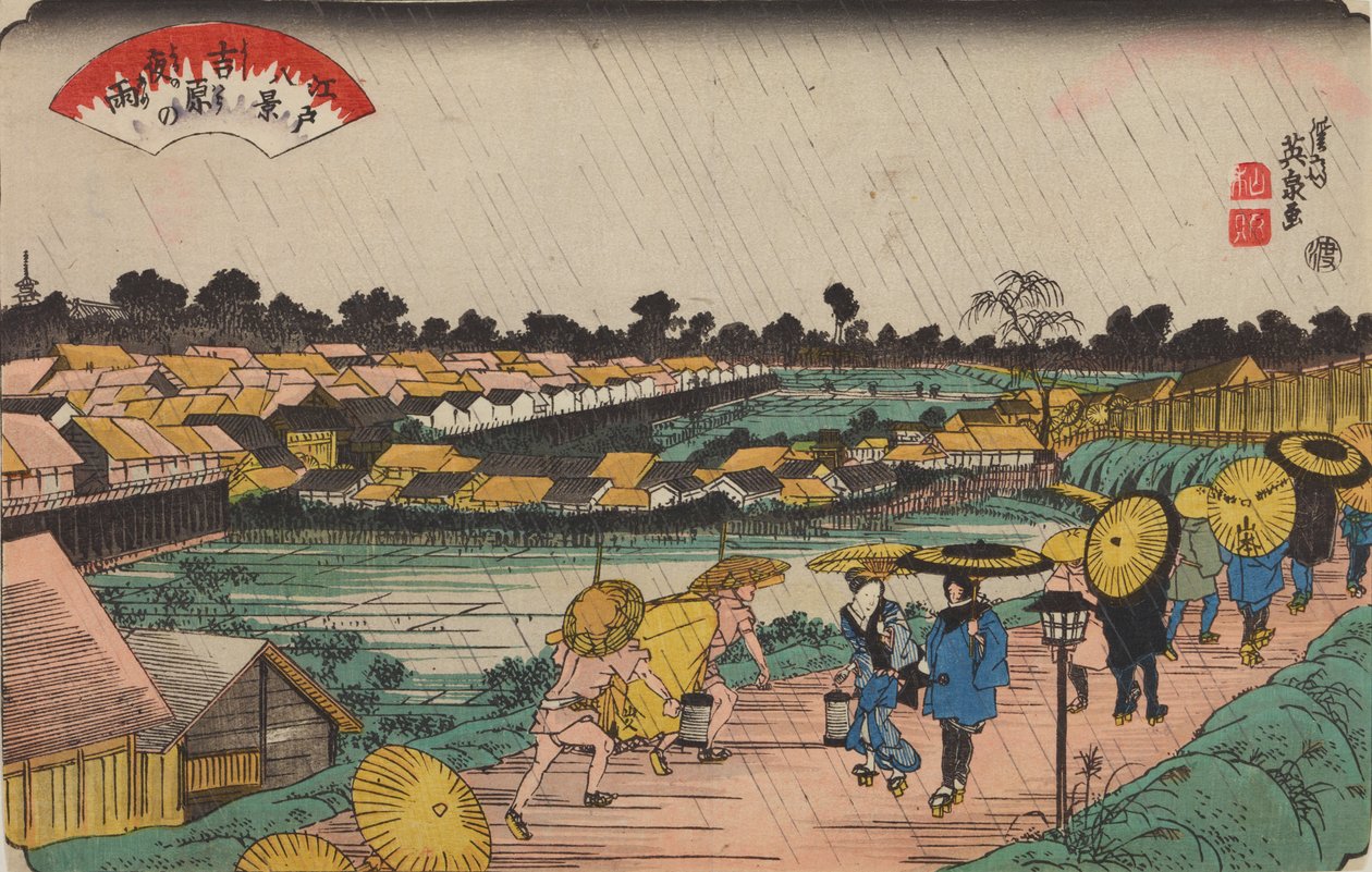 Chuva nocturna em Yoshiwara / Yoshiwara-no yoru-no ame, da série: Oito vistas de Edo / Edo hakkei de Keisai Eisen