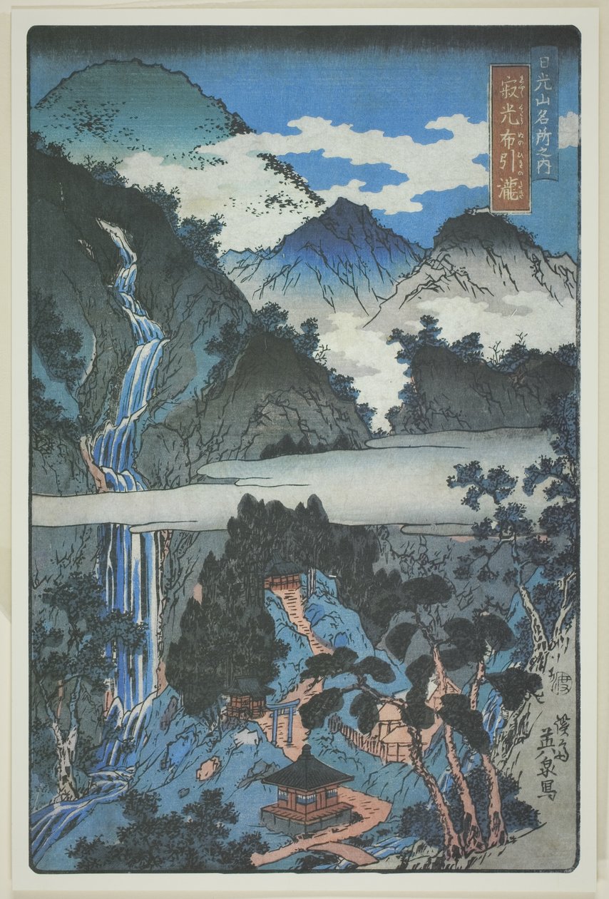 Quedas de Nunobiki no Santuário de Jakko (Jakko Nunobiki no taki), da série "Pontos cénicos nas montanhas de Nikko (Nikkosan meisho no uchi)" de Keisai Eisen