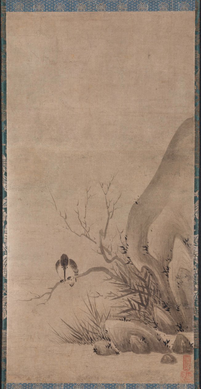 Martim-pescador empoleirado acima de um riacho, final de 1400. de Kenkō Shōkei