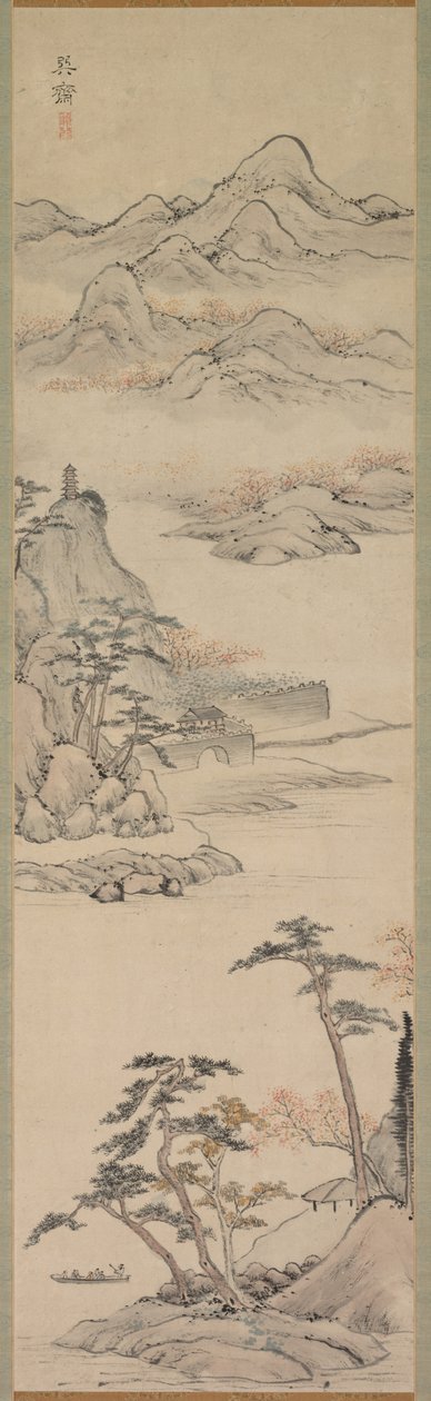 Paisagem com Barqueiros, final do século XVIII e início do século XIX. de Kenkado Kimura