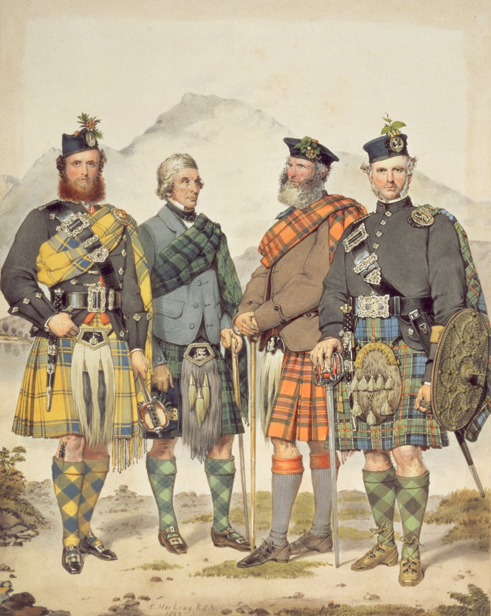 Quatro cavalheiros em Highland Dress, 1869 de Kenneth Macleay