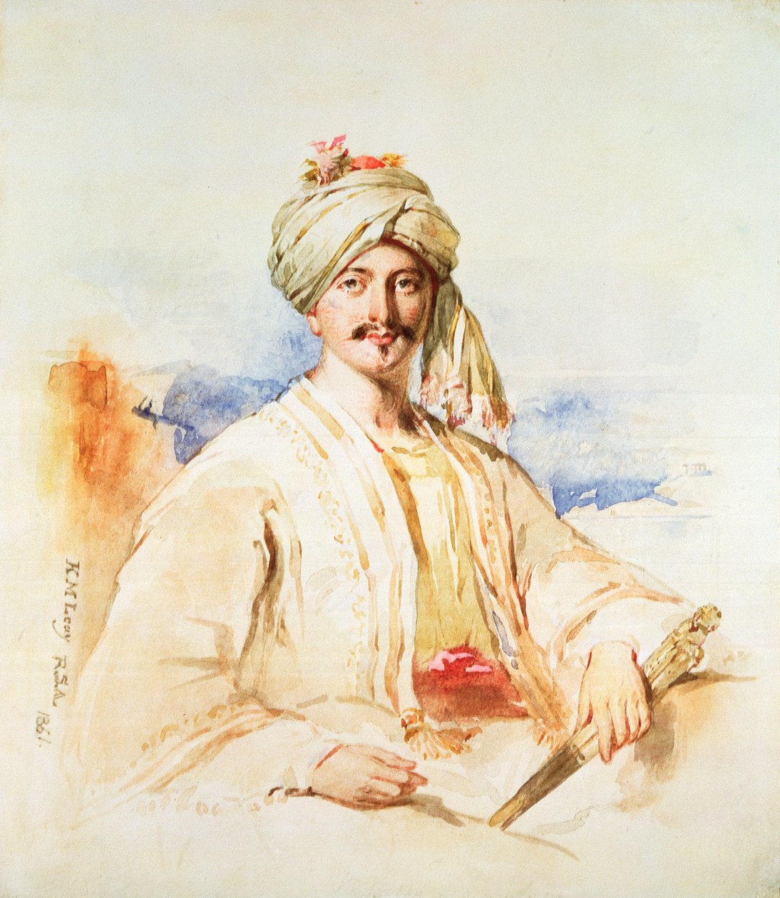 Retrato de um homem de vestido Oriental, 1861 (aquarela sobre papel) de Kenneth Macleay