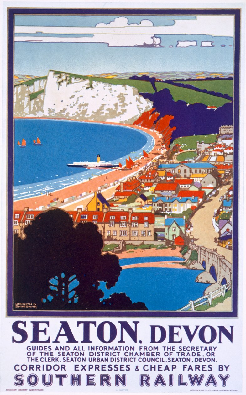 Seaton, Devon, cartaz publicitário Southern Railway de Kenneth Shoesmith