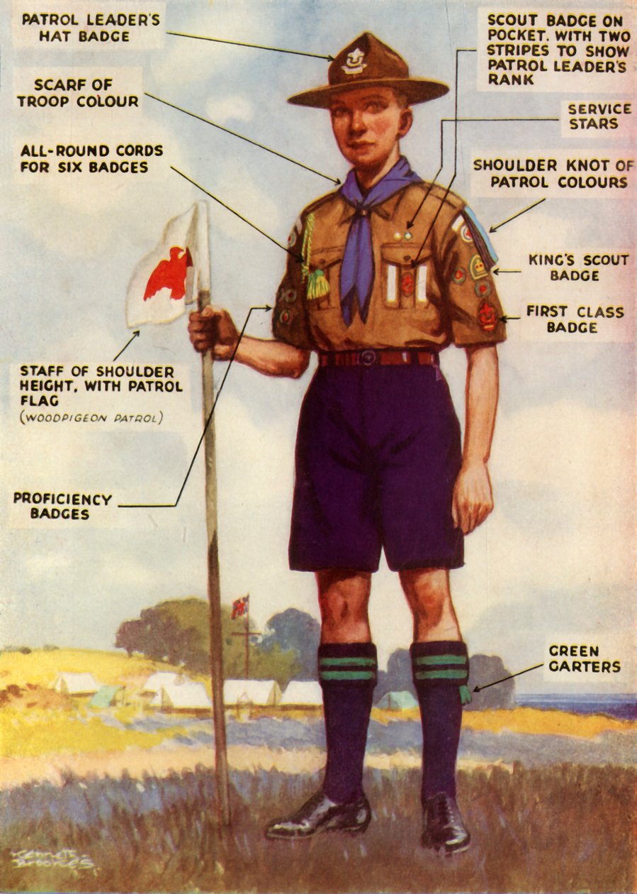 "Boy Scout Uniformes e Crachás", 1944. de Kenneth Brookes