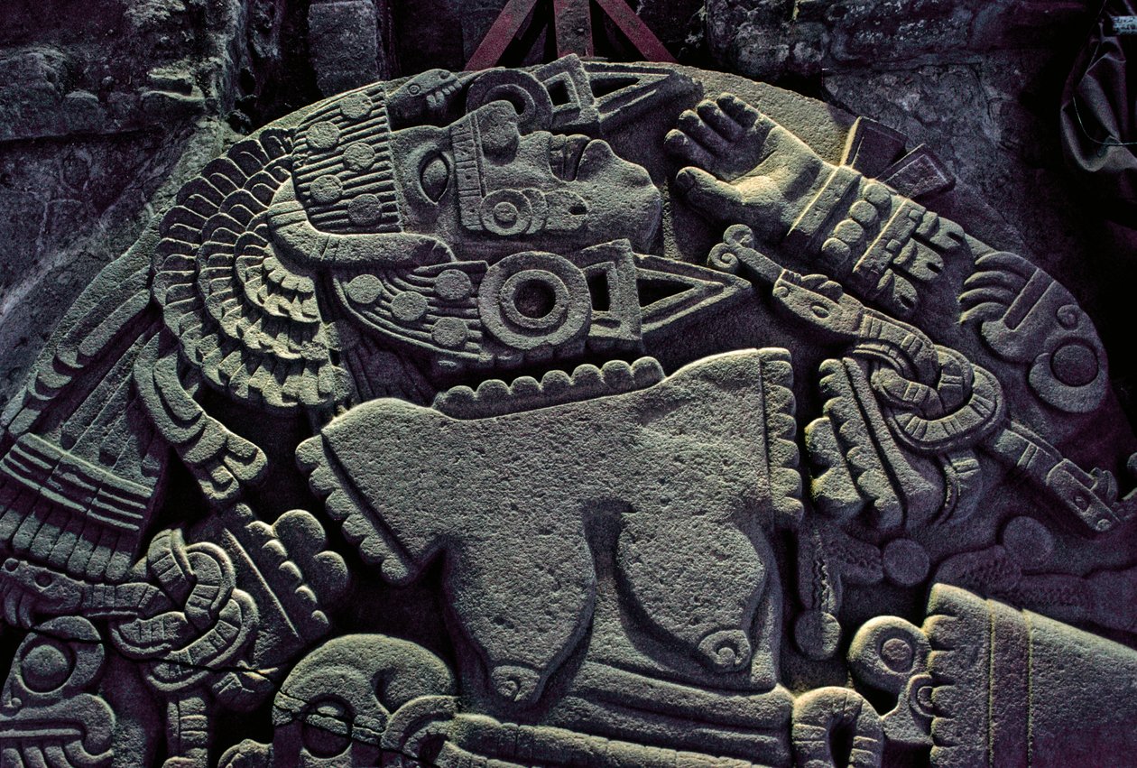 Américas; arqueologia; México; Templo Mayor; Grande Templo dos Astecas; Coyolxauqui, 2010 (foto) de Kenneth Garrett