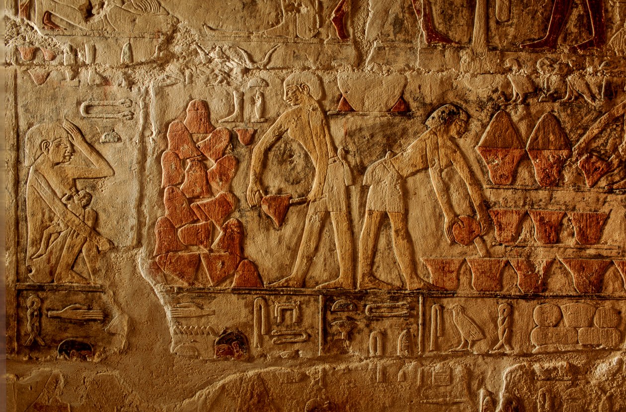 O Antigo Reino do Egipto; Egipto; Sakkarra, túmulo de Dois Irmãos, cozedura de pão, calor de pilha... de Kenneth Garrett