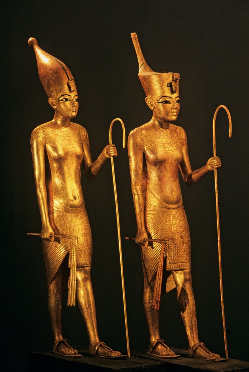 Figuras em madeira dourada do Faraó Rei Tut, Tutankhamun, 2009 (foto) de Kenneth Garrett