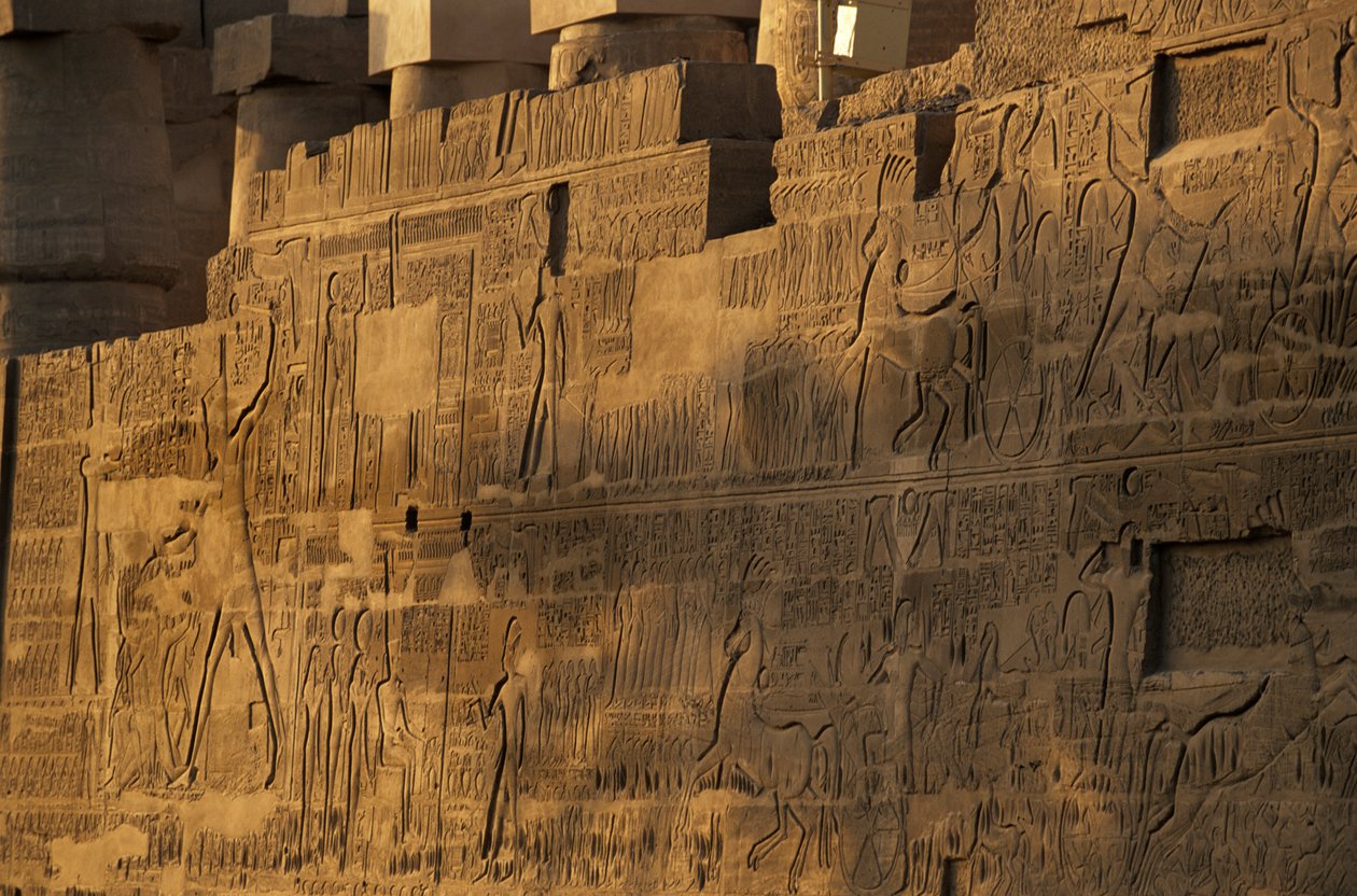 Templo de Karnak, Batalha de Kadesh, muralha norte, relevo de Ramsés II, hititas de Kenneth Garrett