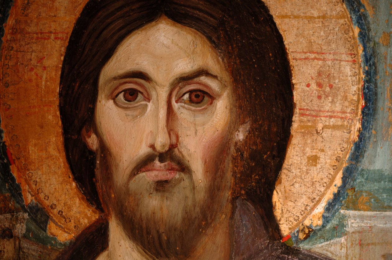 Pintura de Jesus em estilo copta, Museu do Mosteiro de Santa Catarina, o mais antigo do..., século VI d.C. (pintura) de Kenneth Garrett
