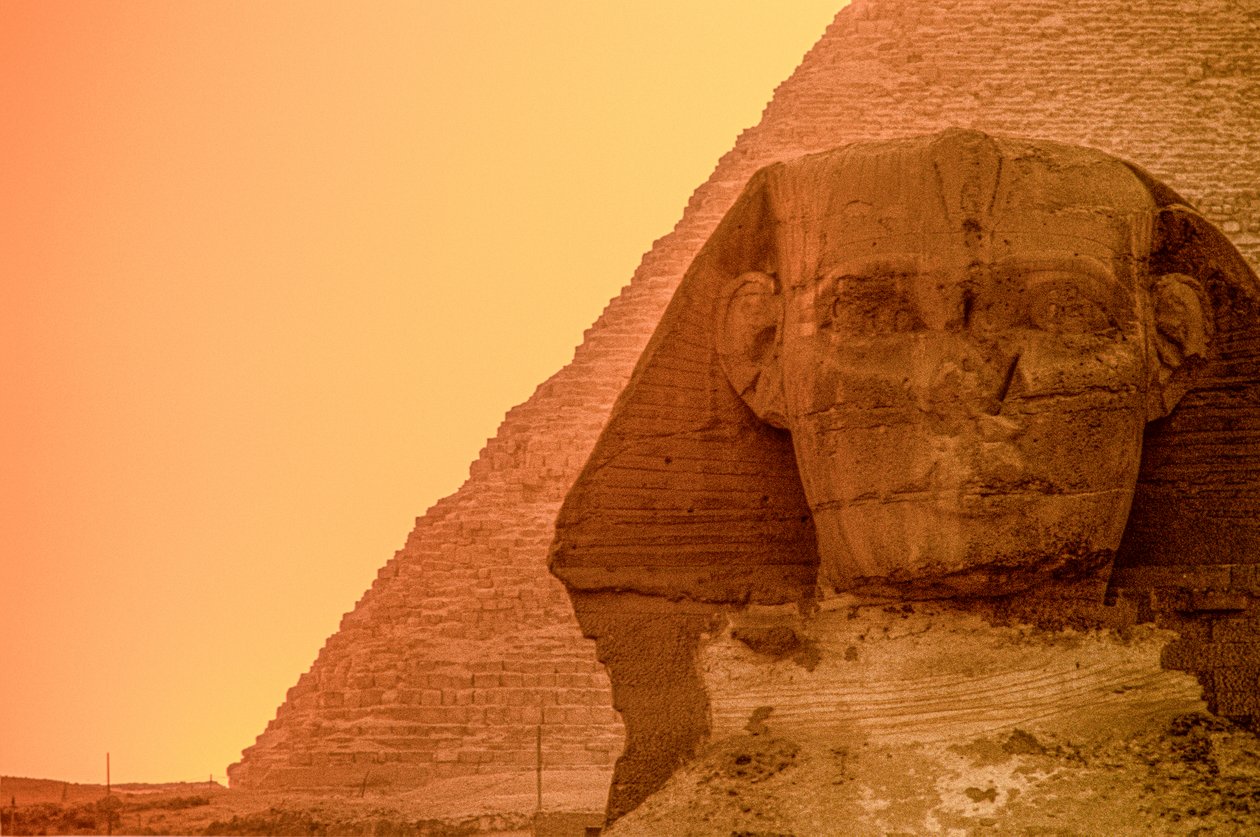 Pôr do sol no planalto e nas pirâmides de Gizé, Egipto,Reino Antigo,Esfinge de Kenneth Garrett