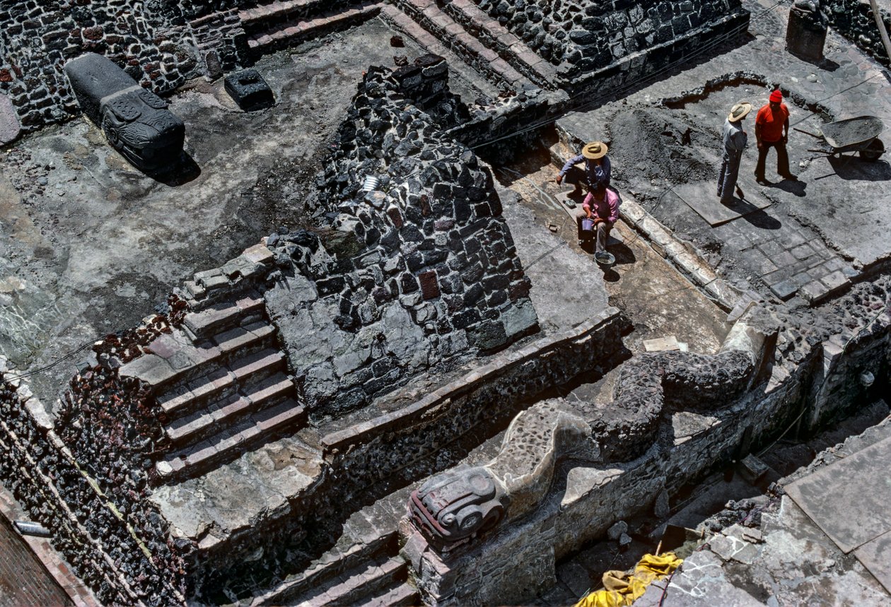 Tenochtitlan, Templo Mayor, Azteca, Calendário, México, Arqueologia, Cidade do México, instit..., 2010 (foto) de Kenneth Garrett
