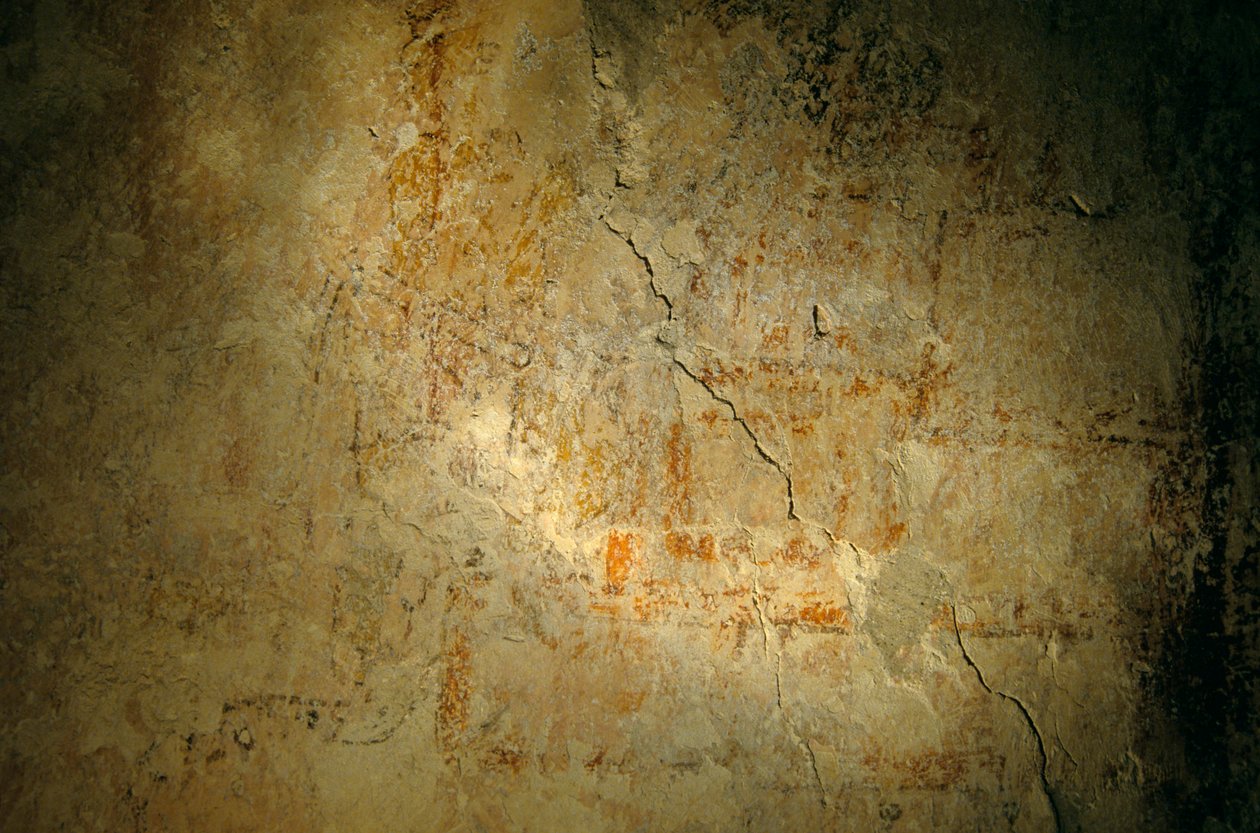 Guerreiro de Teotihuacan, mural, Holmul, Guatemala, Maya, Francisco Estradabelli, Sufricaya, 2008 (foto) de Kenneth Garrett