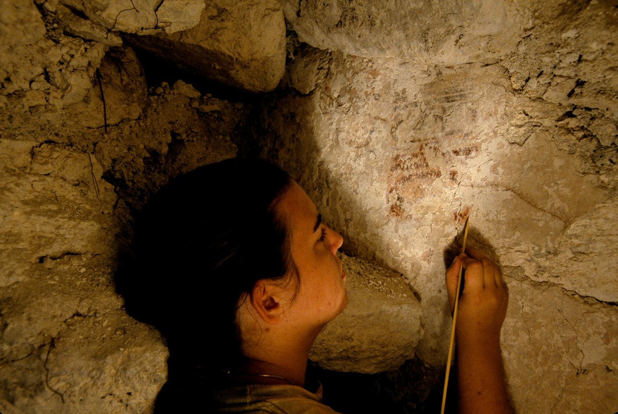 Guerreiro de Teotihuacan, mural, Sufricaya, Holmul, Guatemala, Maya, Francisco Estradabelli, 2008 (foto) de Kenneth Garrett