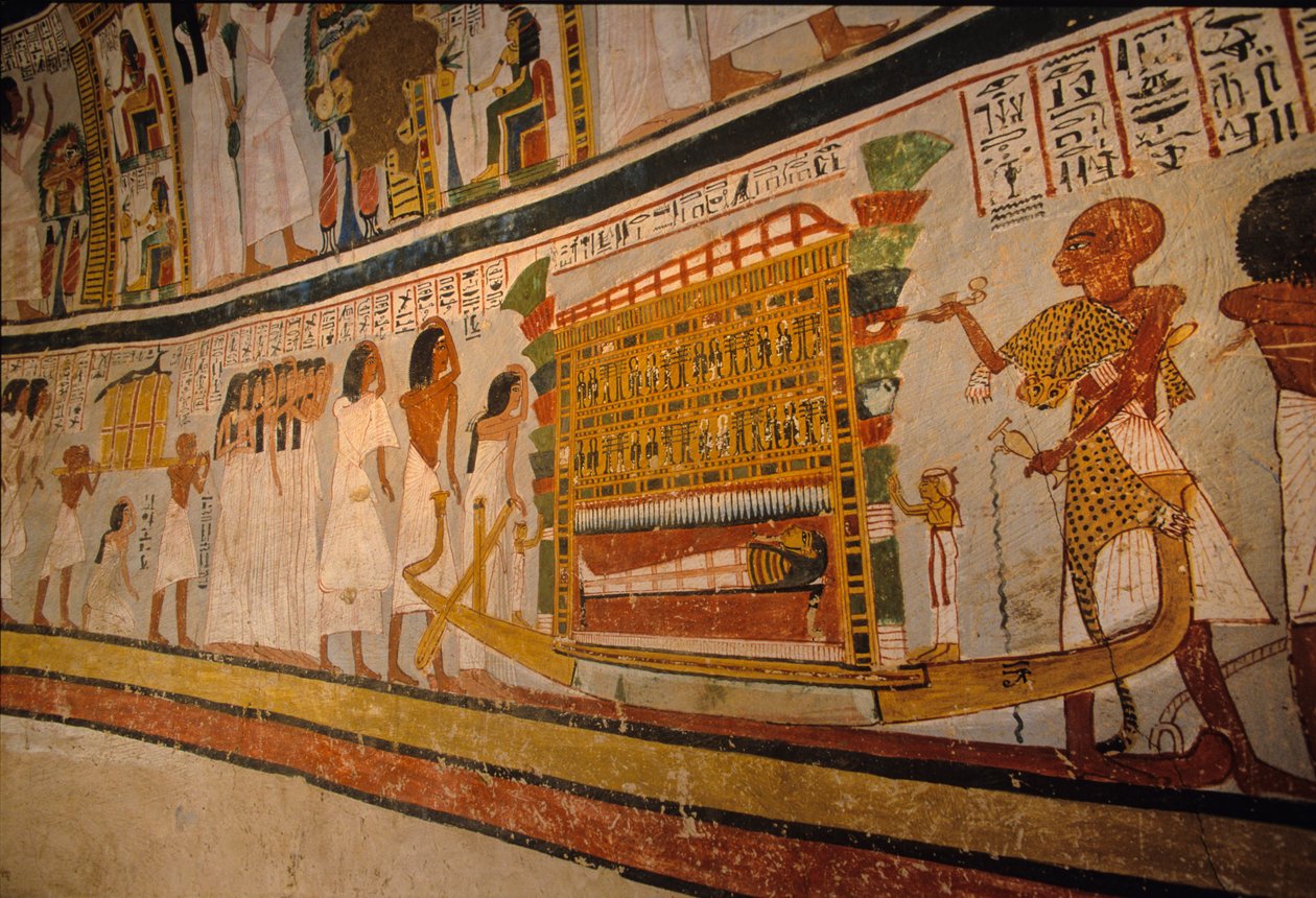 Túmulo de Roy; cortejo fúnebre, ; 18ª dinastia. Vale dos Nobres; Tebas; Egipto; Ne... de Kenneth Garrett