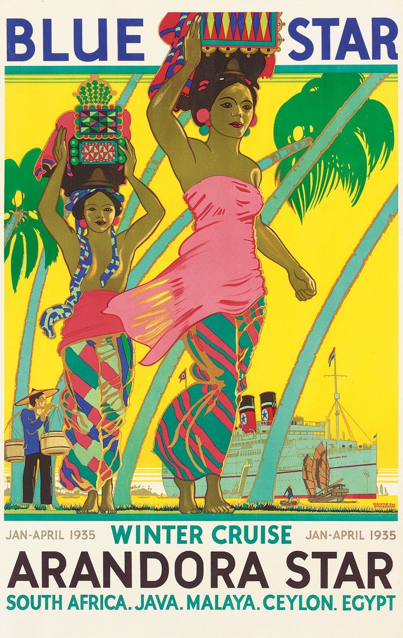 Cartaz publicitário do navio de cruzeiro &39;Arandora Star&39;, da companhia marítima Blue Star Line de Kenneth Shoesmith