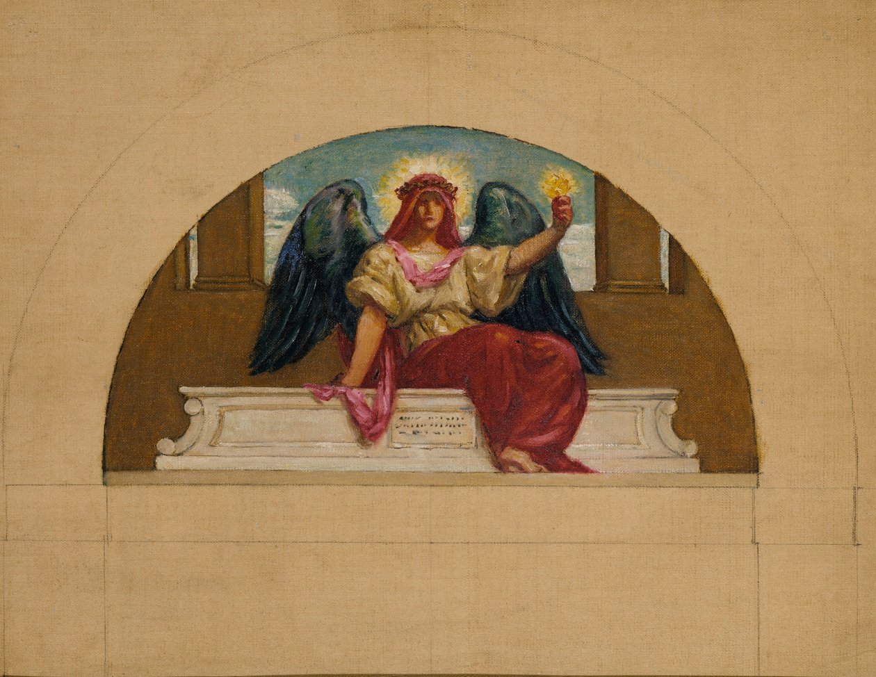 Esboço para o mural no Oberlin College, "O Espírito do Amor Abnegado" de Kenyon Cox