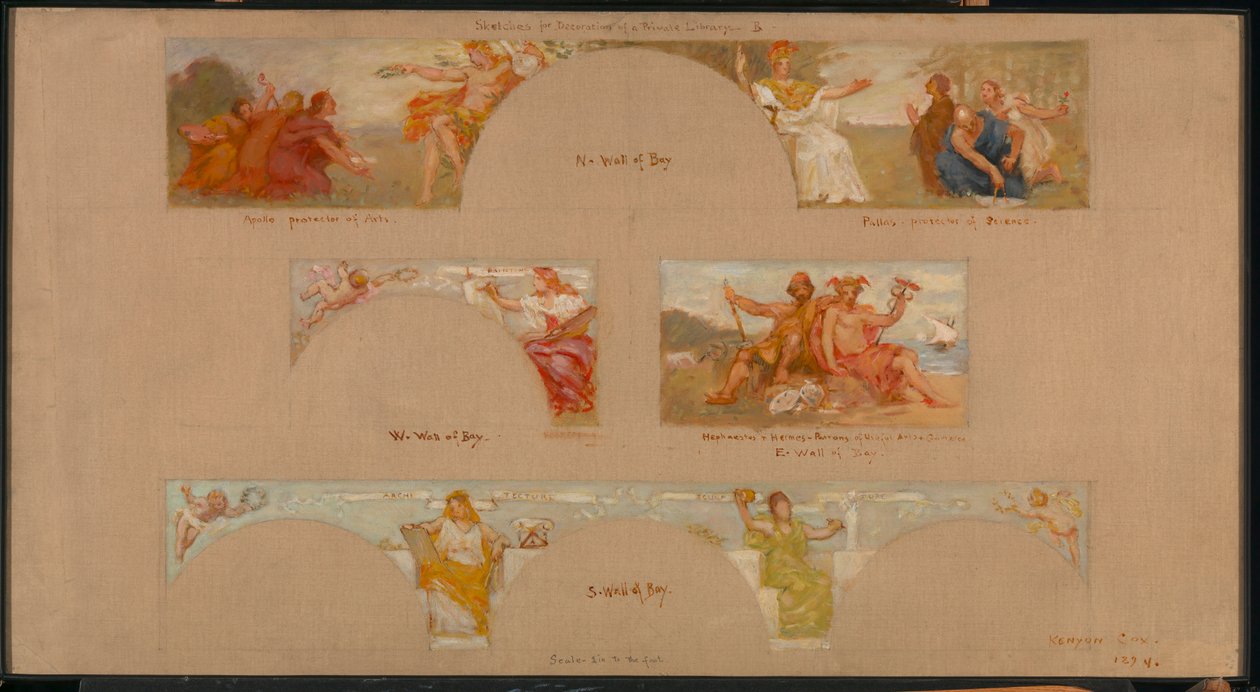 Esboços para uma Decoração de uma Biblioteca Privada B, 1894. de Kenyon Cox