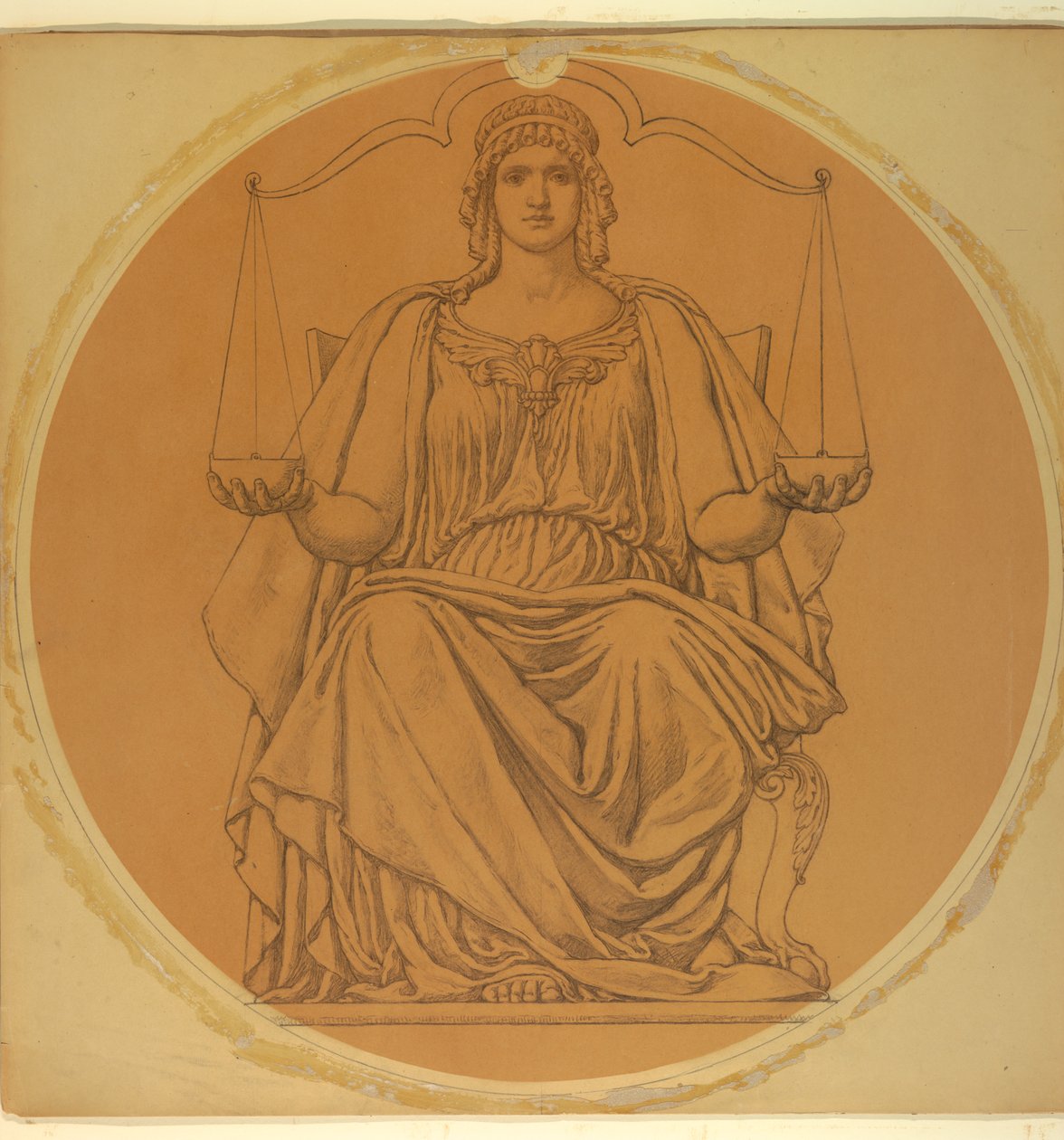 Estudo para "Justiça", Lunette em Hudson County Courthouse, Jersey City, NJ de Kenyon Cox