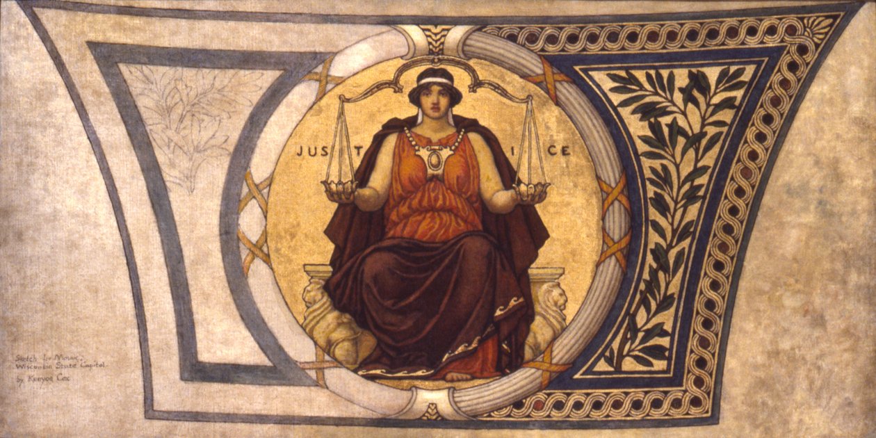 Estudo para o mosaico, Capital do Estado do Wisconsin, "Justiça" de Kenyon Cox