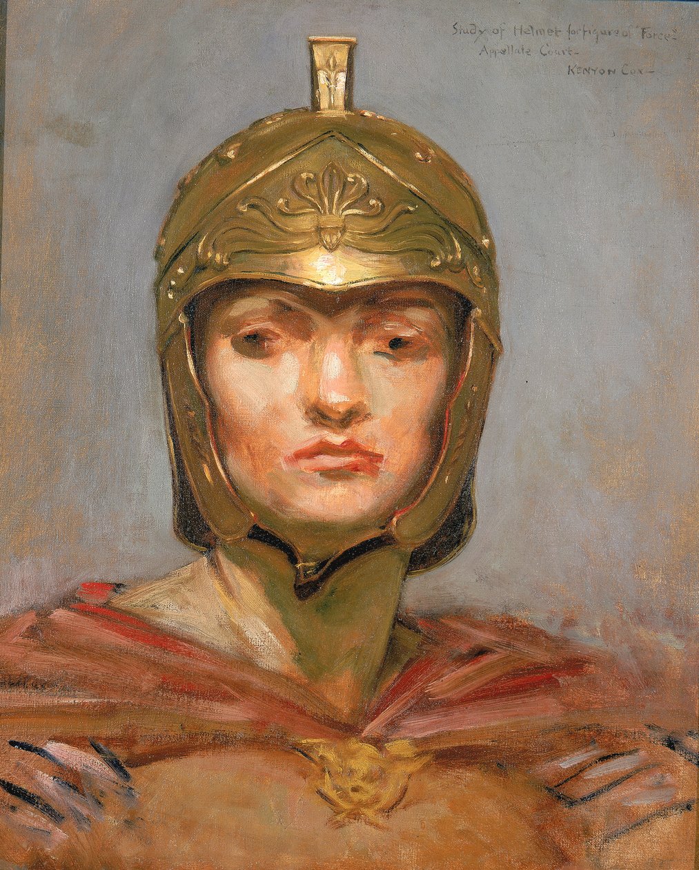 Estudo para Mural de Apelação do Edifício do Tribunal de Nova Iorque, Lei do Estatuto, Capacete para Figura de Força, de Kenyon Cox