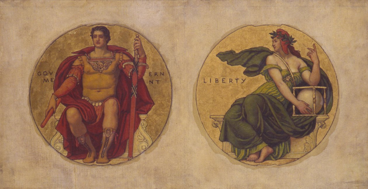 Estudo para mosaico no Governo da Capital do Estado de Wisconsin e Liberty, ca. 1912. de Kenyon Cox