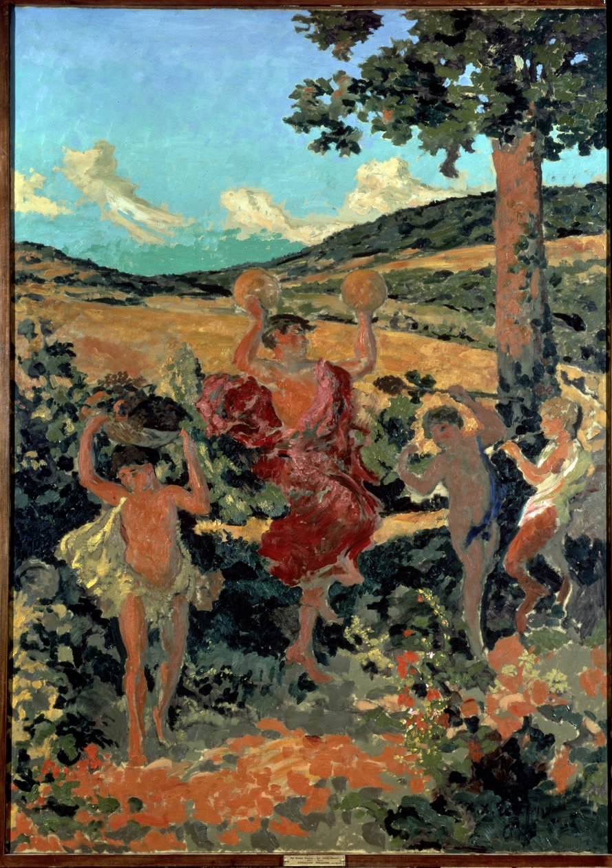 "Fete champetre ou le triomphe de Bacchus" (Festival do campo) Pintura de Ker-Xavier (Ker Xavier) Roussel (1867-1944) 1911-1913 Nabis Saint Petersburg, Museu Hermitage de Ker Xavier Roussel