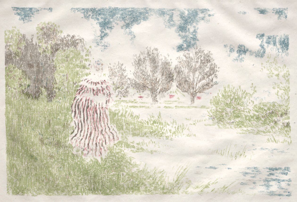 Paisagens: Mulher em um vestido listrado Paisagem: Mulher em um vestido listrado, 1898. de Ker Xavier Roussel