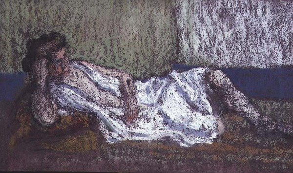 Mulher deitada sobre um divã (pastel) de Ker Xavier Roussel