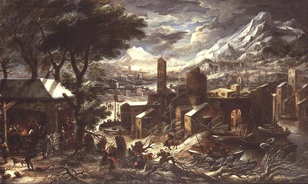 Uma Paisagem Alpina Extensiva de Inverno de Kerstiaen de (circle of) Koninck