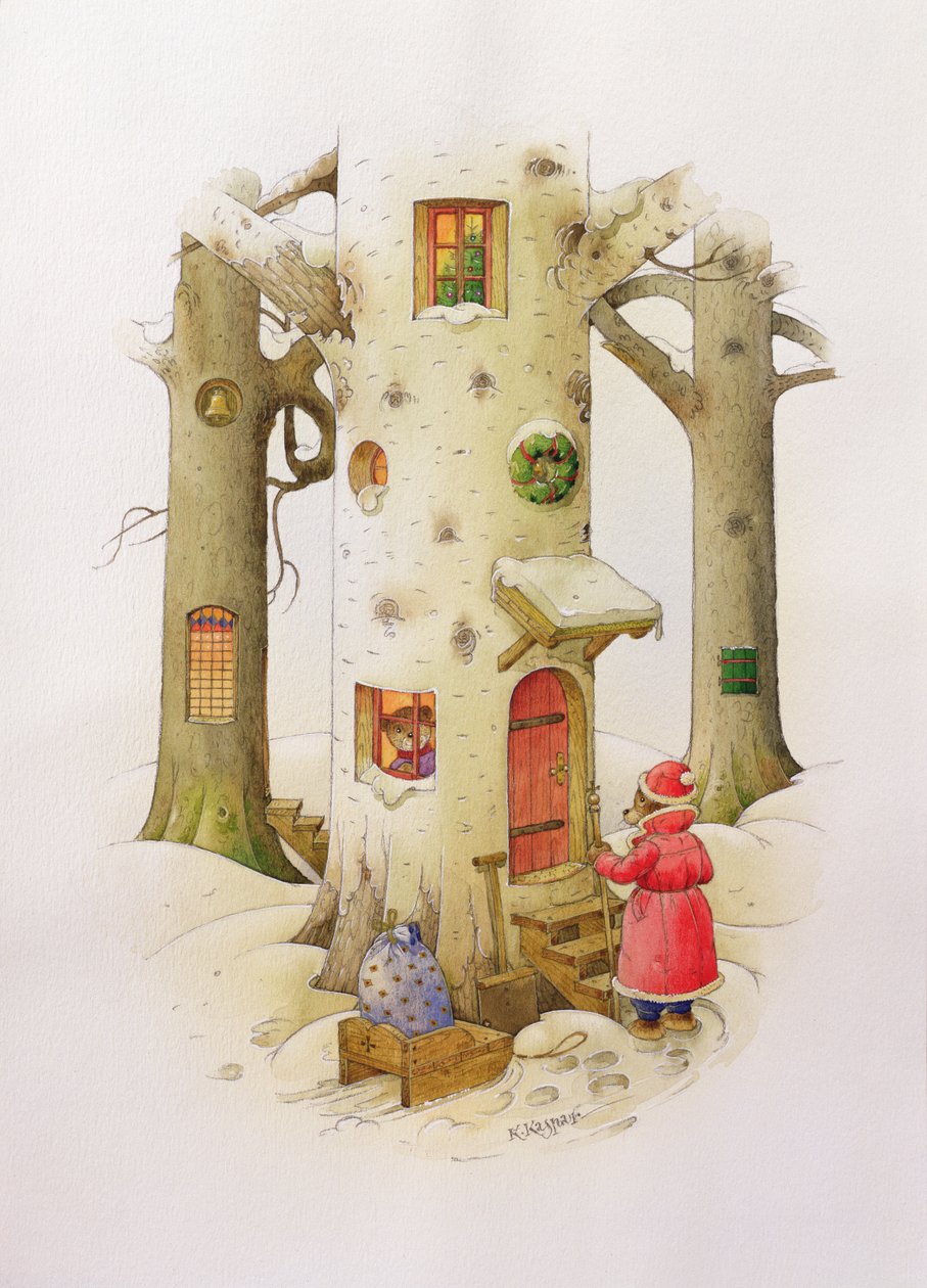 Bear Father Christmas, 1999 (wc no papel) de Kestutis Kasparavicius