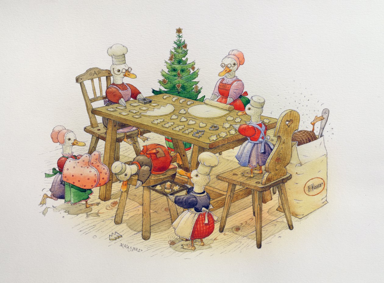 Ducks Christmas, 1999 (wc no papel) de Kestutis Kasparavicius