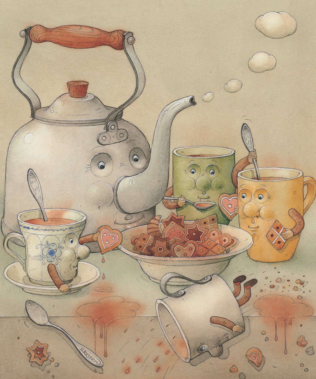 Tea Club, 2003 (wc no papel) de Kestutis Kasparavicius